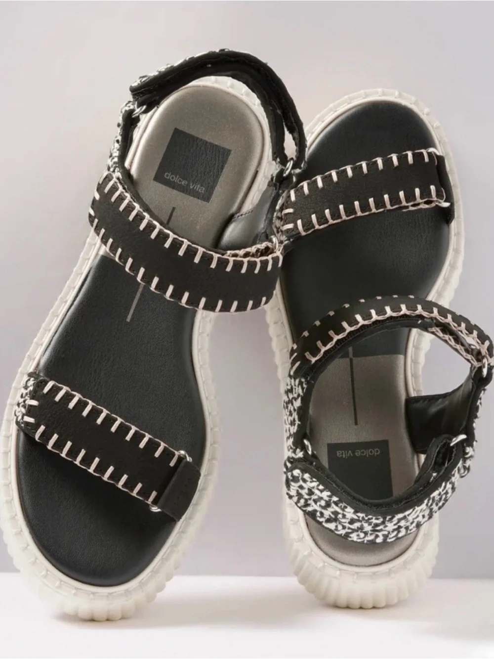 Dolce Vita Debra black and white Nuback platform sandals | NIB | Sz 8